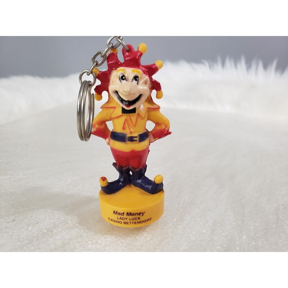 Lady Luck Casino Keychain Bettendorf Vintage Jester Clown Gambling Advertising